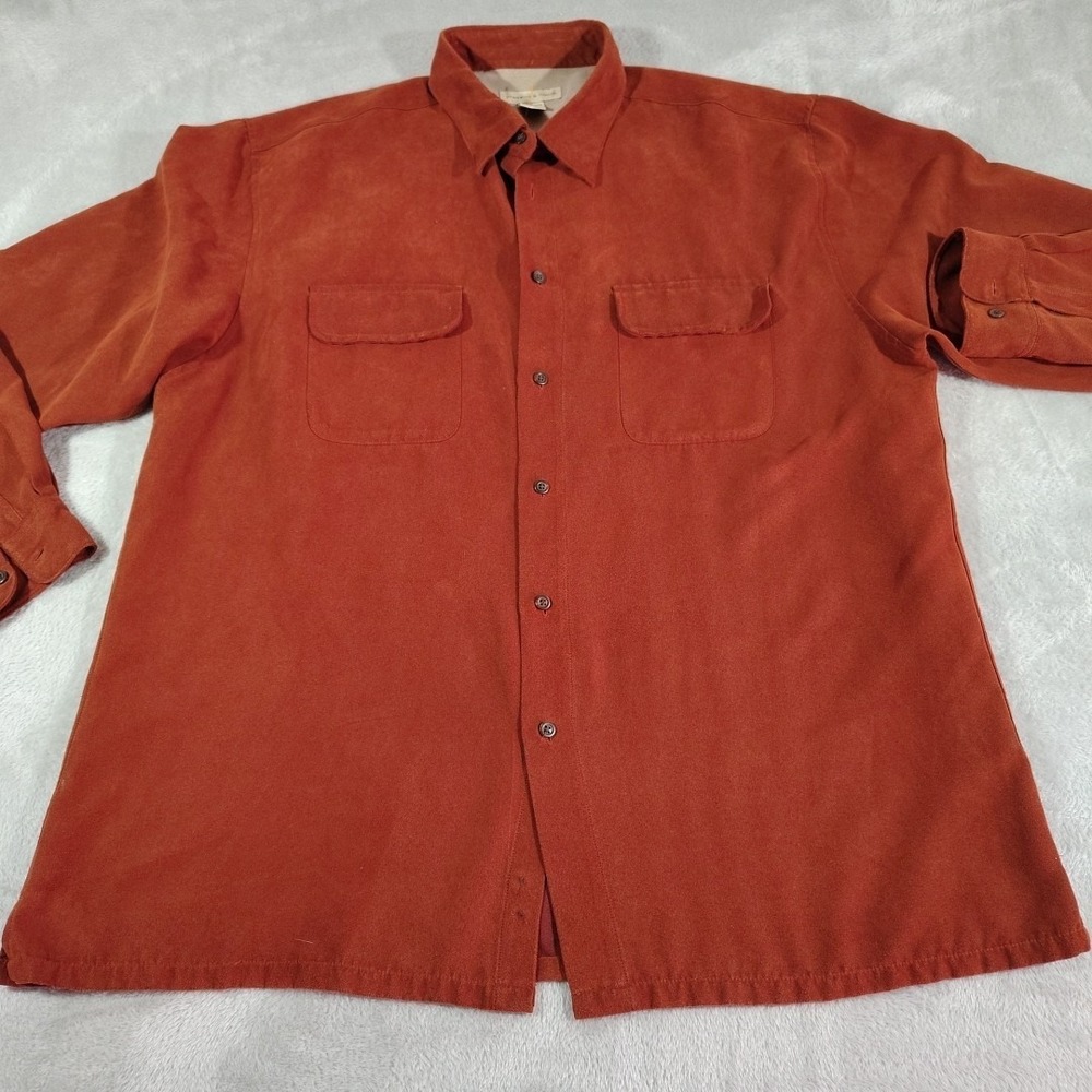 Preswick & Moore‎ Sueded Shirt Men XL Brown Evening Comfort Dad Grandpa Soft